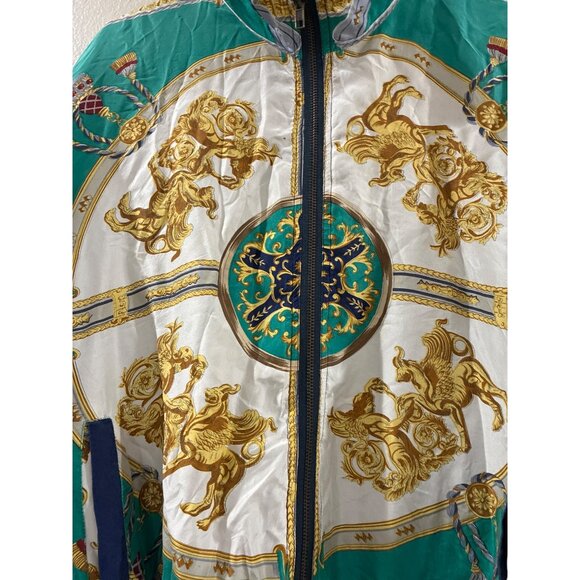 VINTAGE GREAT CAVALIAR Mens MULTI-COLOR TURQUOISE GREEK STYLE SILK JACKET SZ S - Picture 3 of 7